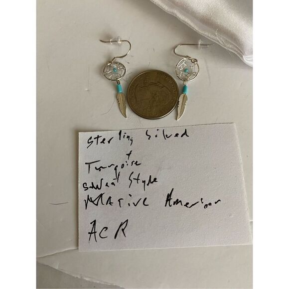 ACR# Turquoise & Sterling Southwest Native 1 3/4” Dangles - Picture 6 of 8